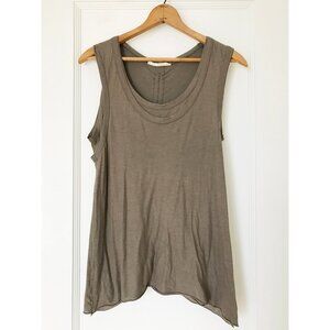 Inhabit 100% Organic Cotton Ruched Double Layer Avant-Garde Tank Top Putty